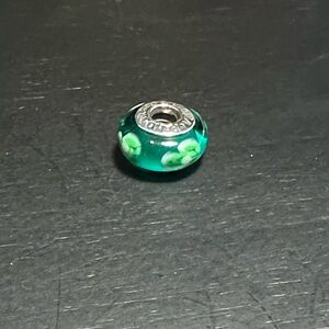 Pandora bracelet charm Murano Turquoise glass Flowers for you”